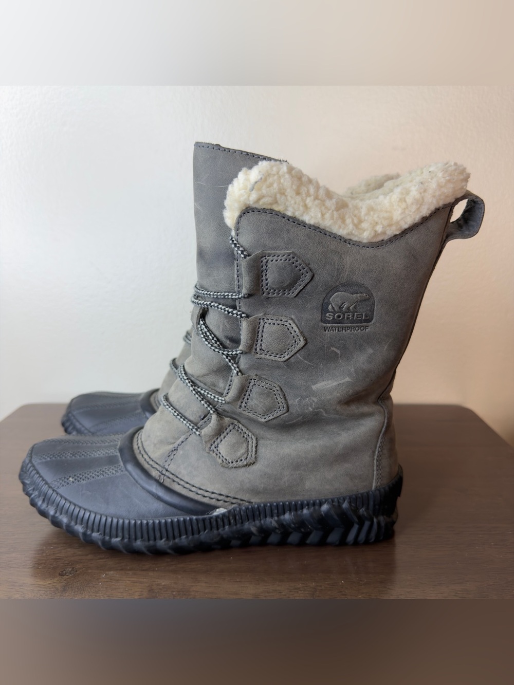 SOREL Gray Waterproof Out N About Plus Tall Winter Boots 6